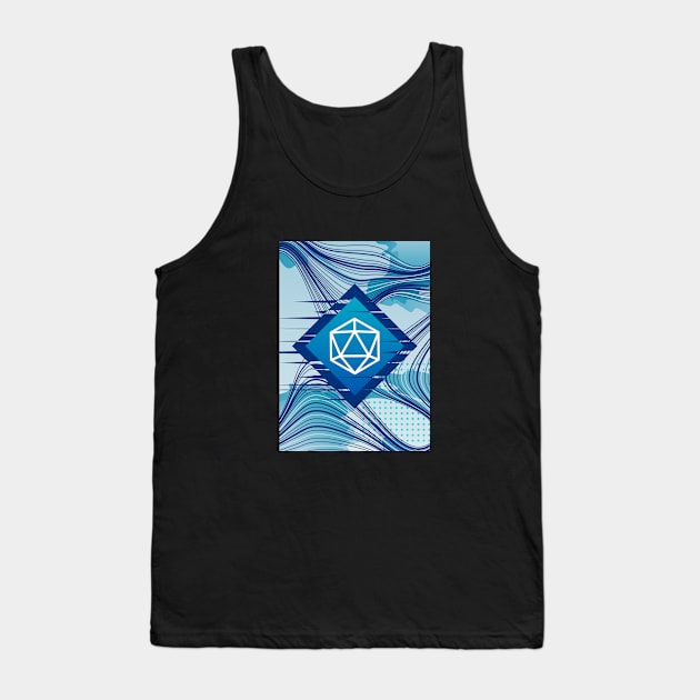 Blue Glitch Polyhedral D20 Dice Tabletop RPG Tank Top by dungeonarmory
